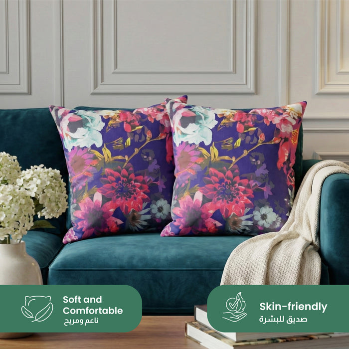 Cotton Decorative Throw Pillows Pack of 2 - 45x45 cm Square