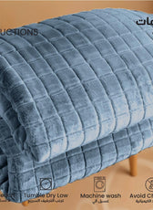 Elegant Square Design Blanket Single Size 150x220 Sky Blue - Cotton Home