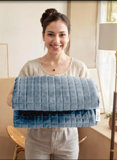 Elegant Square Design Blanket Single Size 150x220 Sky Blue - Cotton Home