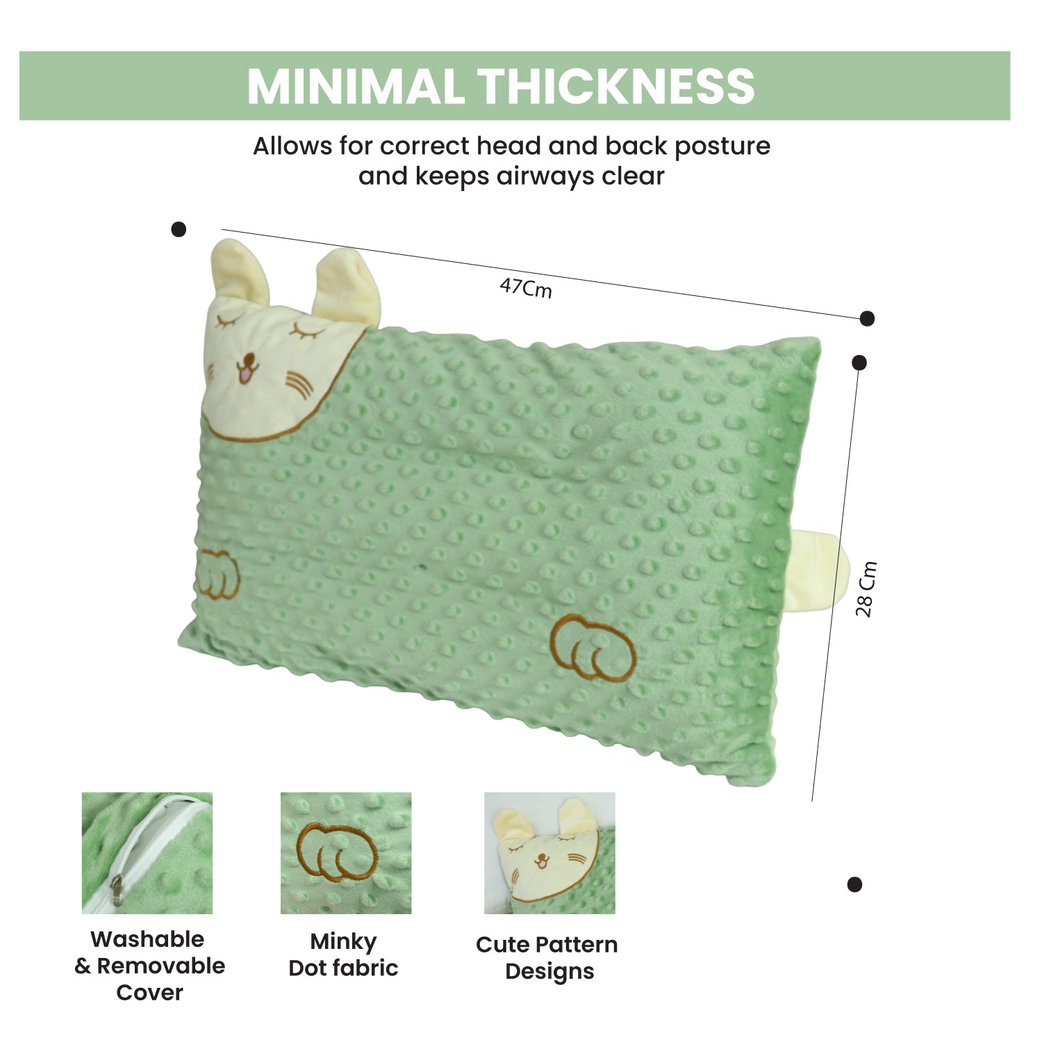 Skin Friendly Velvet Kids Pillow Green