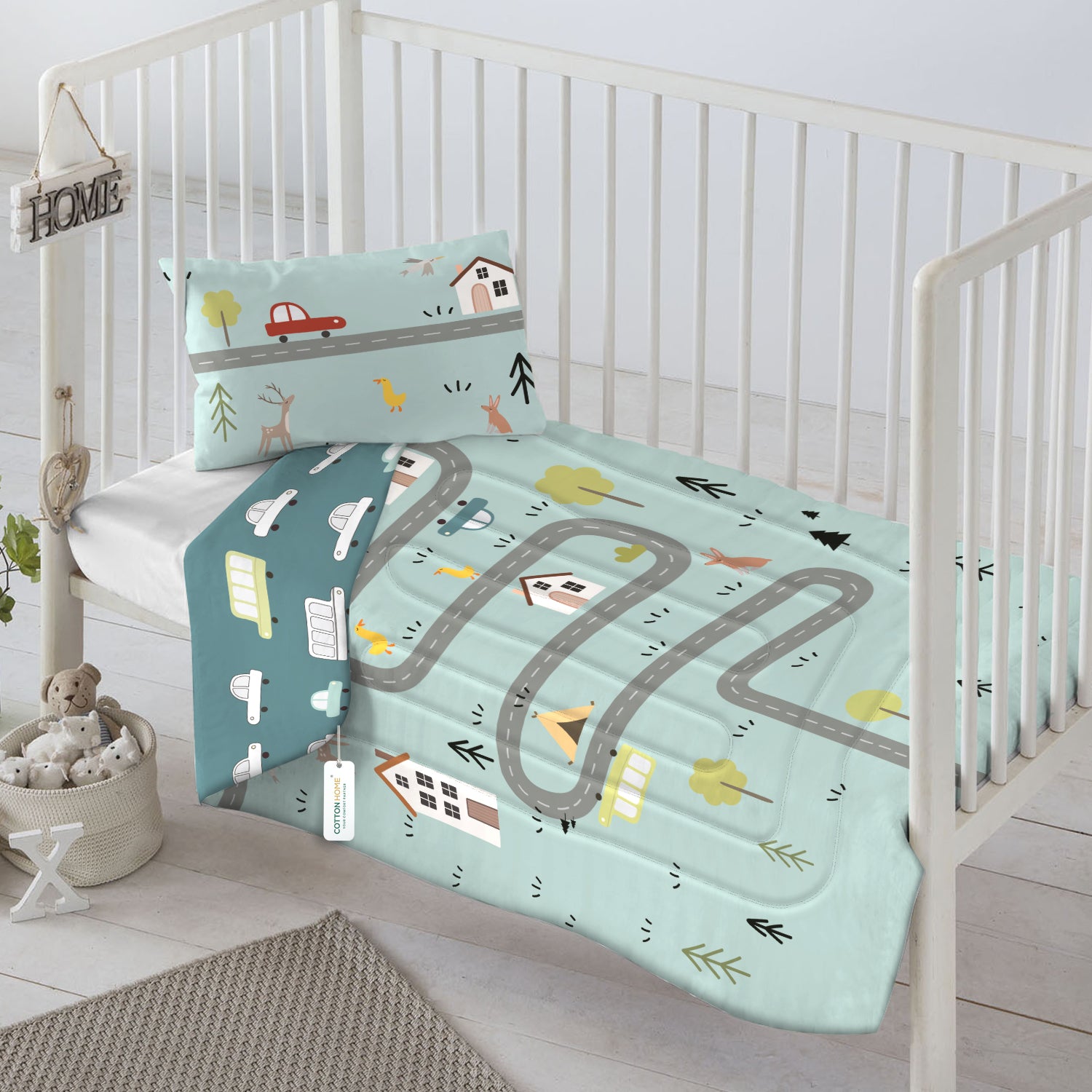 3Piece Baby Crib Comforter Set 90x120 Cotton Comforter, Filled Pillow & Pillow Cover – Dream Home