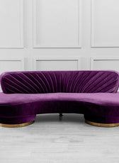 Northpol 3 Seater Velvet Sofa in Purple - Elegant Comfort 242cm x 100cm x 78cm - Cotton Home