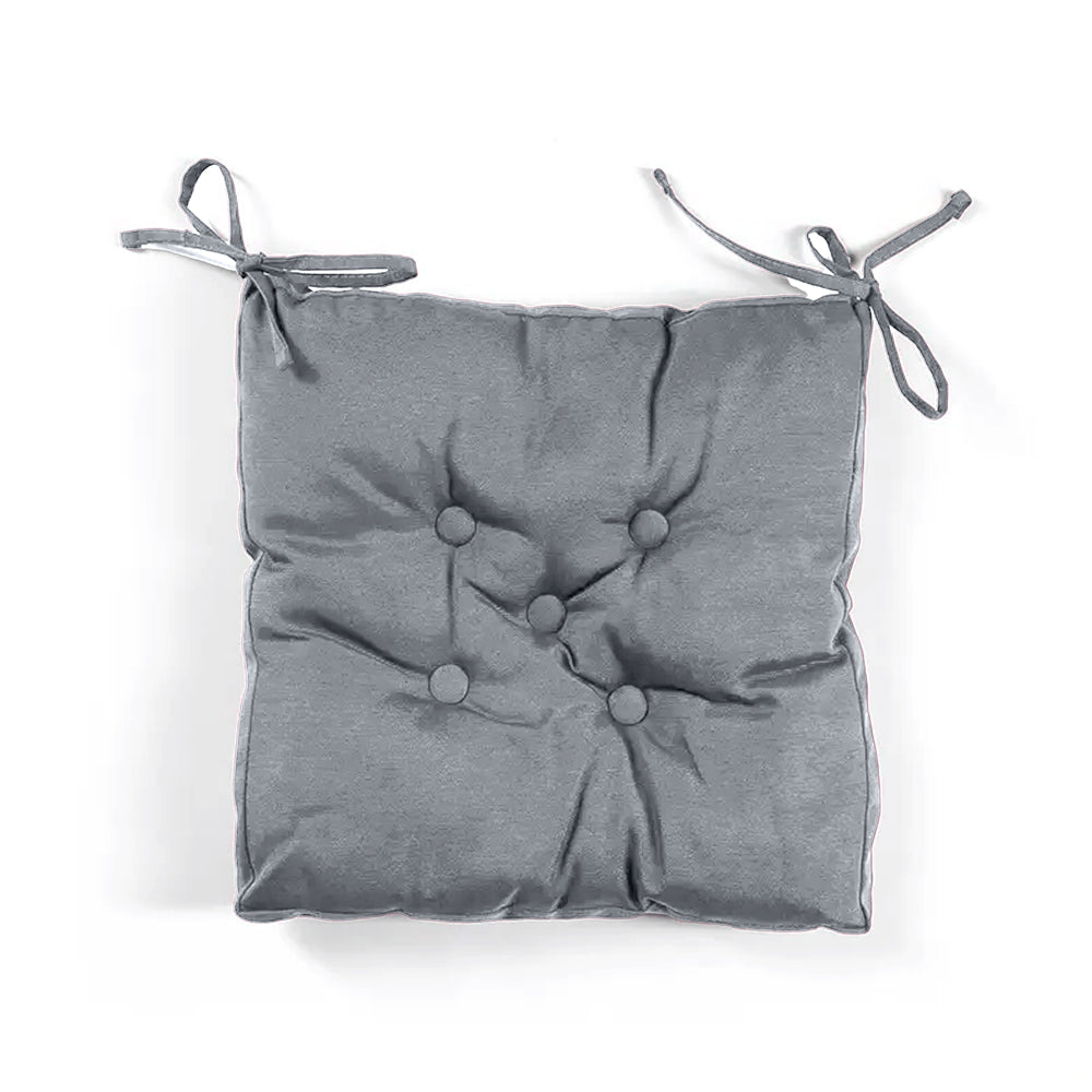 Premium Grey Chair Pads with Ties suitable for Dining Room For Indoor Outdoor Garden Patio Kitchen Office Chairs - Cotton Home