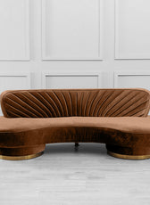 Northpol 3 Seater Sofa Velvet Fabric - Golden - L242cm x W100cm X H78cm - Cotton Home