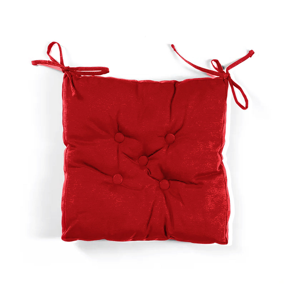 Premium Red Chair Pads with Ties suitable for Dining Room For Indoor Outdoor Garden Patio Kitchen Office Chairs - Cotton Home
