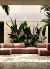 6 Seater Sofa Velvet Fabric - Peach - L680cm x W80cm x H80cm - Cotton Home