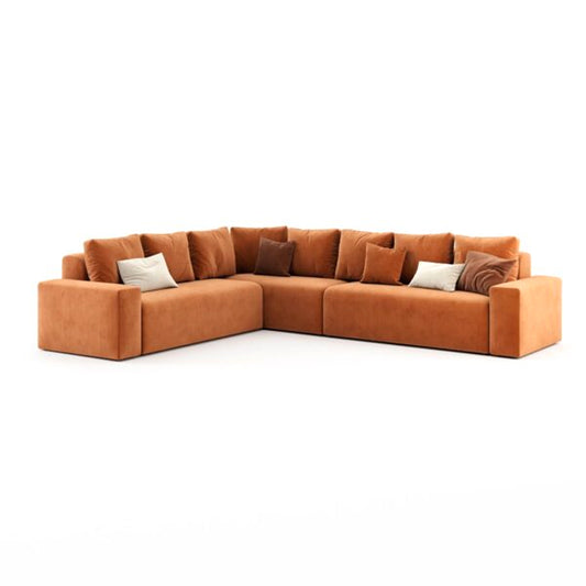 Harmony Haven 4 Seater Sofa in Luxurious Brown Velvet – L350cm x W180cm x H75cm Stylish, Comfortable, and Durable Sofa for Elegant Living Spaces - Cotton Home