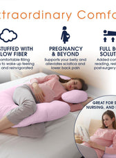 Four Seasons Pregnancy Pillow J Shaped Full Body Maternity Pillow 80x130cm Pink - Cotton Home