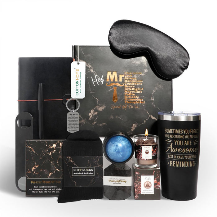 Bath Gift Box Set – Luxe Black Spa Care Package with 12 Relaxing Self-Care Items for Women, Mom, Wife, Sister, Friends