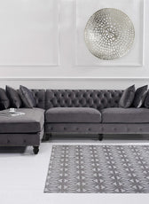 Opulent Oasis 4 Seater Triangle Corner L Shape Fabric Sofa - Gray - Cotton Home