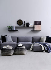 Plufflair L-shape Velvet Grey Sofa - Cotton Home