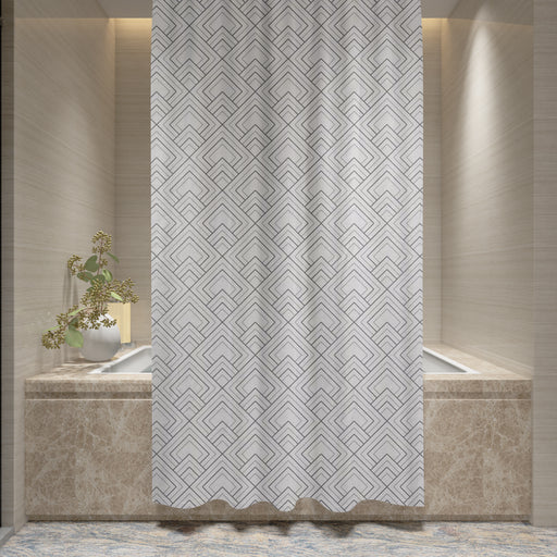 Shower Curtain Printed Fabric with Hooks 180x180 Cm - Rinse - Cotton Home