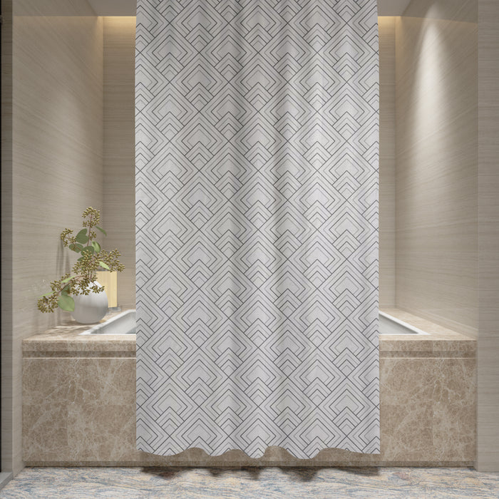 Shower Curtain Printed Fabric with Hooks 180x180 Cm - Rinse - Cotton Home