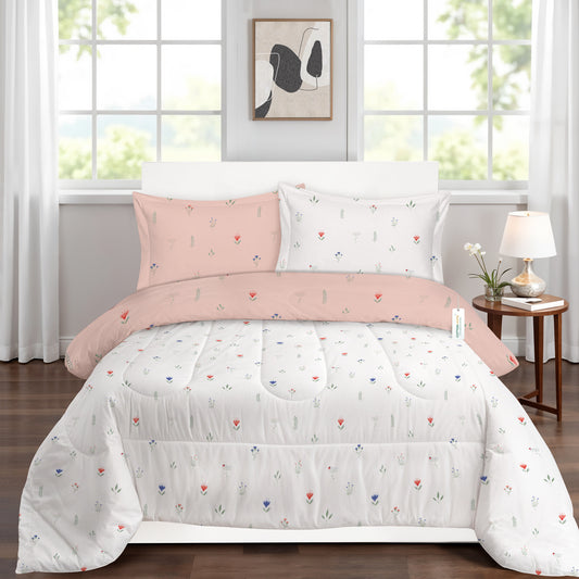 Premium Cotton 4PC Bedding Set Kids Comforter Set 160x220cm Peach Blossom