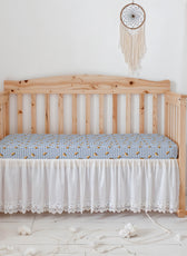 Premium Cotton 3-Piece Baby Crib Bedding Set (120x60 cm) Fitted Baby Mattress Sheets and Protector Little Cars