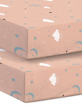 Premium Cotton 2PC Crib Sheets (120x60 cm) Soft, Breathable, Fitted Baby Mattress Sheets Dream Night