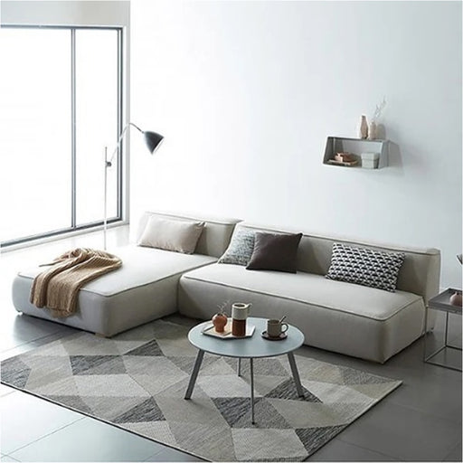 Comfort Max L-Shaped 4 Seater Sofa Velvet Fabric - Light Beige -  L290cm x W178cm x H70cm - Cotton Home