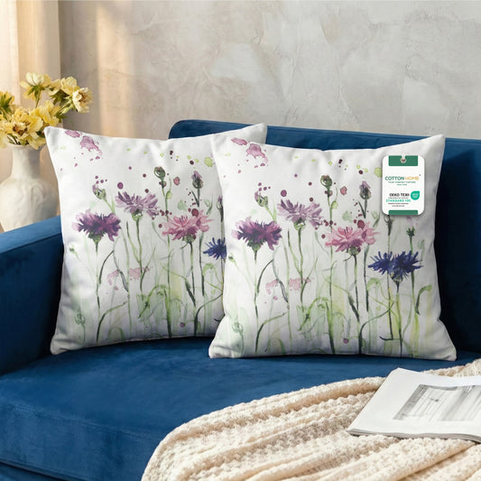 Cotton Decorative Throw Pillows Pack of 2 - 45x45 cm Square, Pink