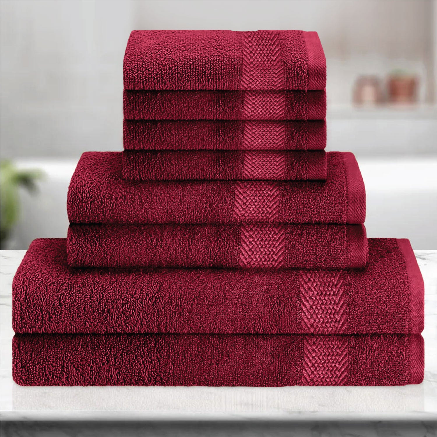 Cotton 6 Piece Towel Set-Soft Feel, Quick Dry, Highly Absorbent Durable Towels - Cotton Home