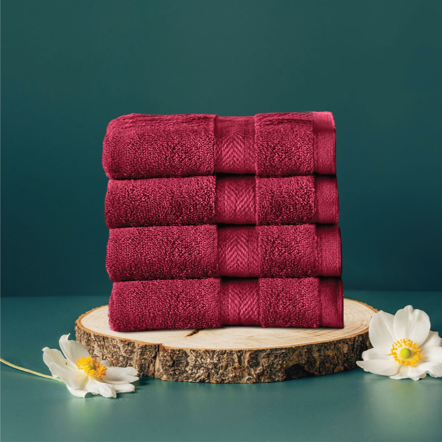 Cotton Face Towel Pack of 4 Soft Feel, Quick Dry, Highly Absorbent Durable Towels - Cotton Home