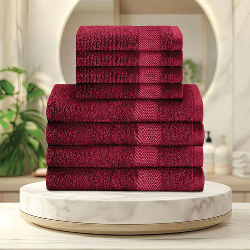 Cotton Face Towel and Hand Towel 8 Piece Set-Soft Feel, Quick Dry, Highly Absorbent Durable Towels - Cotton Home