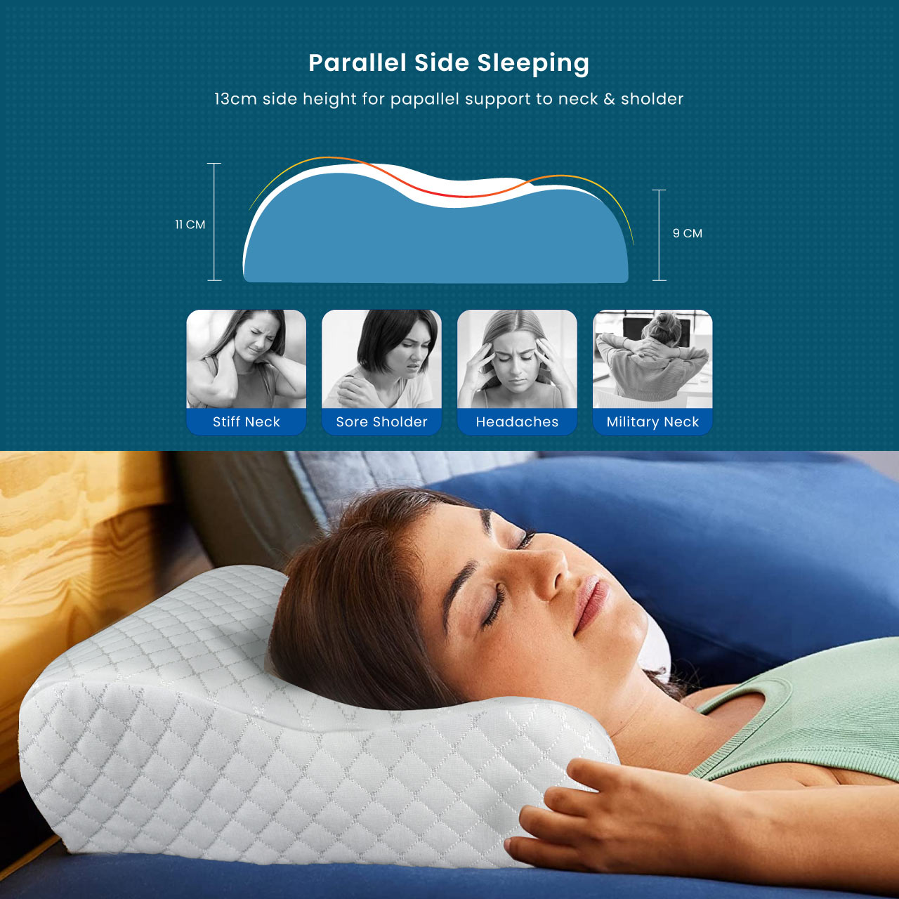 High Quality Standard Size 40x60 (9x11) Knitted Anti Snore Contour Cervical Neck Support Memory Foam Pillow with Washable White Cover - Cotton Home