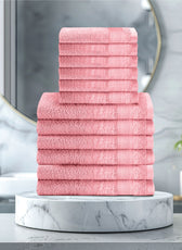 Cotton Face Towel and Hand Towel 12 Piece Set-Soft Feel, Quick Dry, Highly Absorbent Durable Towels - Cotton Home