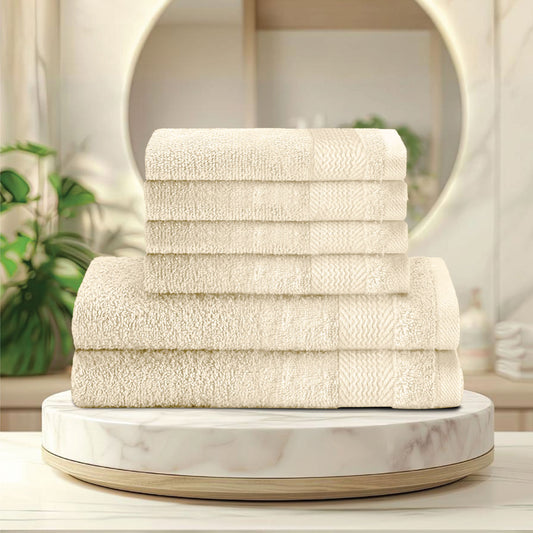 Cotton Face Towel and Hand Towel 6 Piece Set-Soft Feel, Quick Dry, Highly Absorbent Durable Towels - Cotton Home