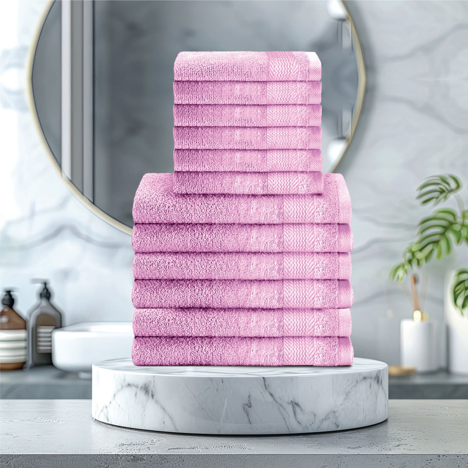 Cotton Face Towel and Hand Towel 12 Piece Set-Soft Feel, Quick Dry, Highly Absorbent Durable Towels - Cotton Home