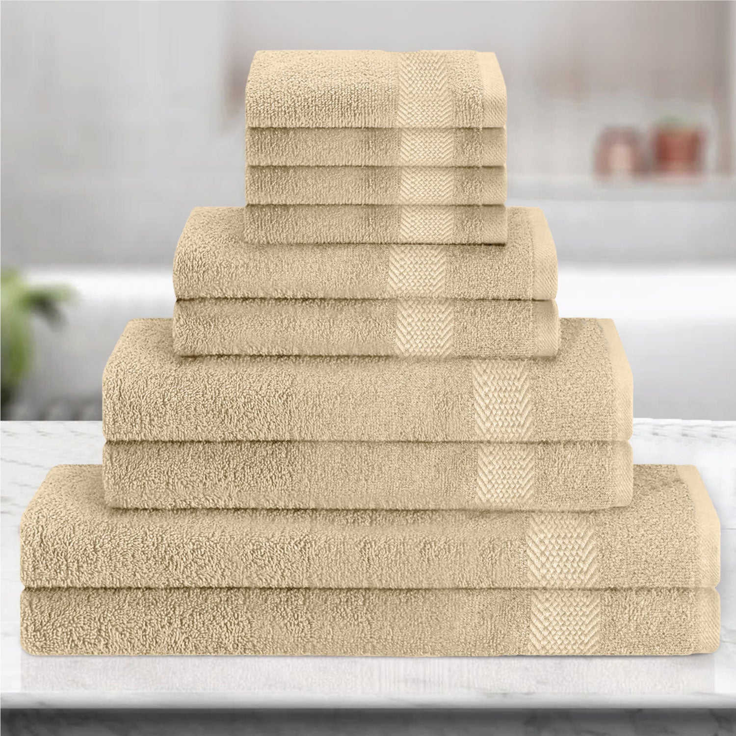 Cotton Towels 10 Piece Set-Soft Feel, Quick Dry, Highly Absorbent Durable Towels - Cotton Home