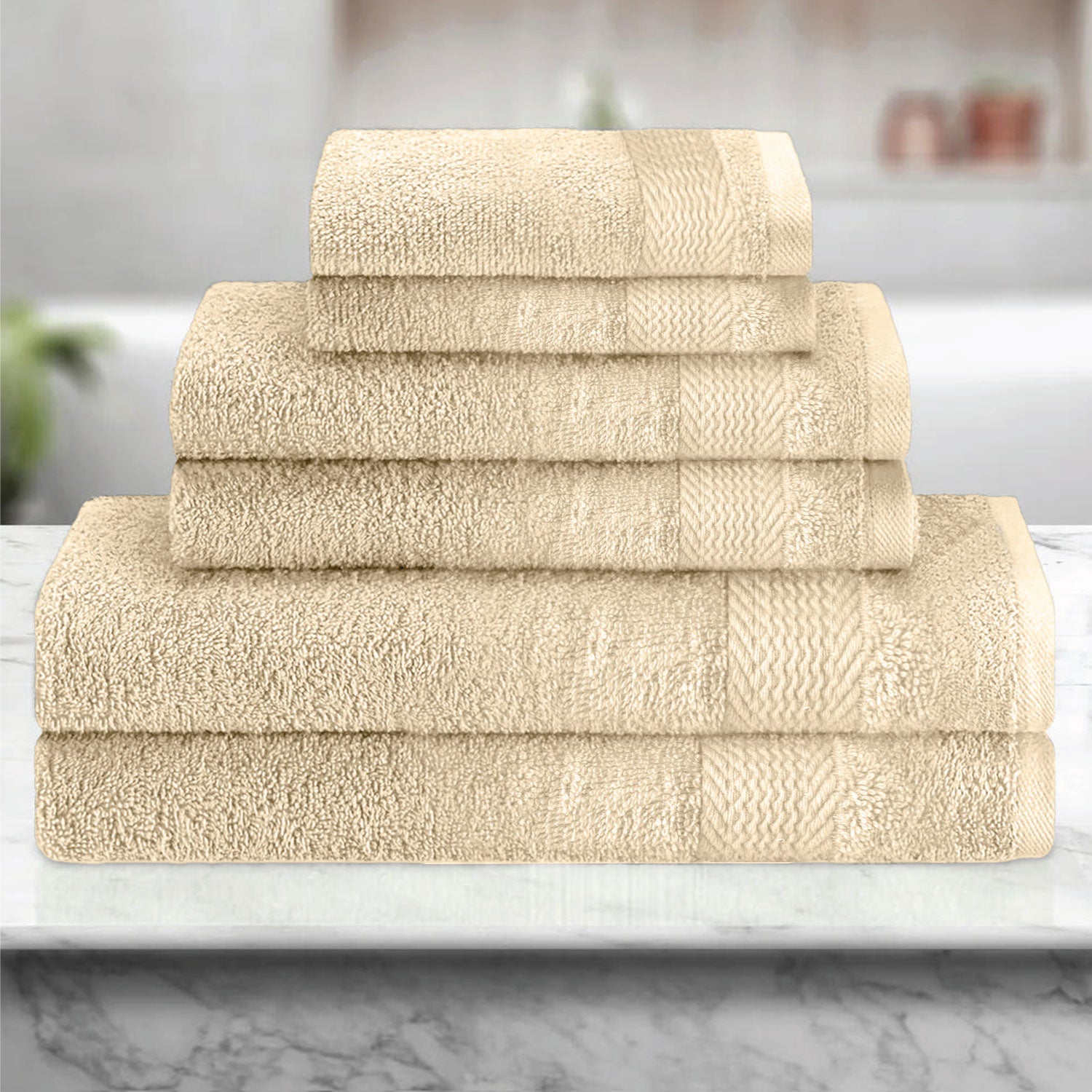 Cotton 6 Piece Towel Set-Soft Feel, Quick Dry, Highly Absorbent Durable Towels - Cotton Home
