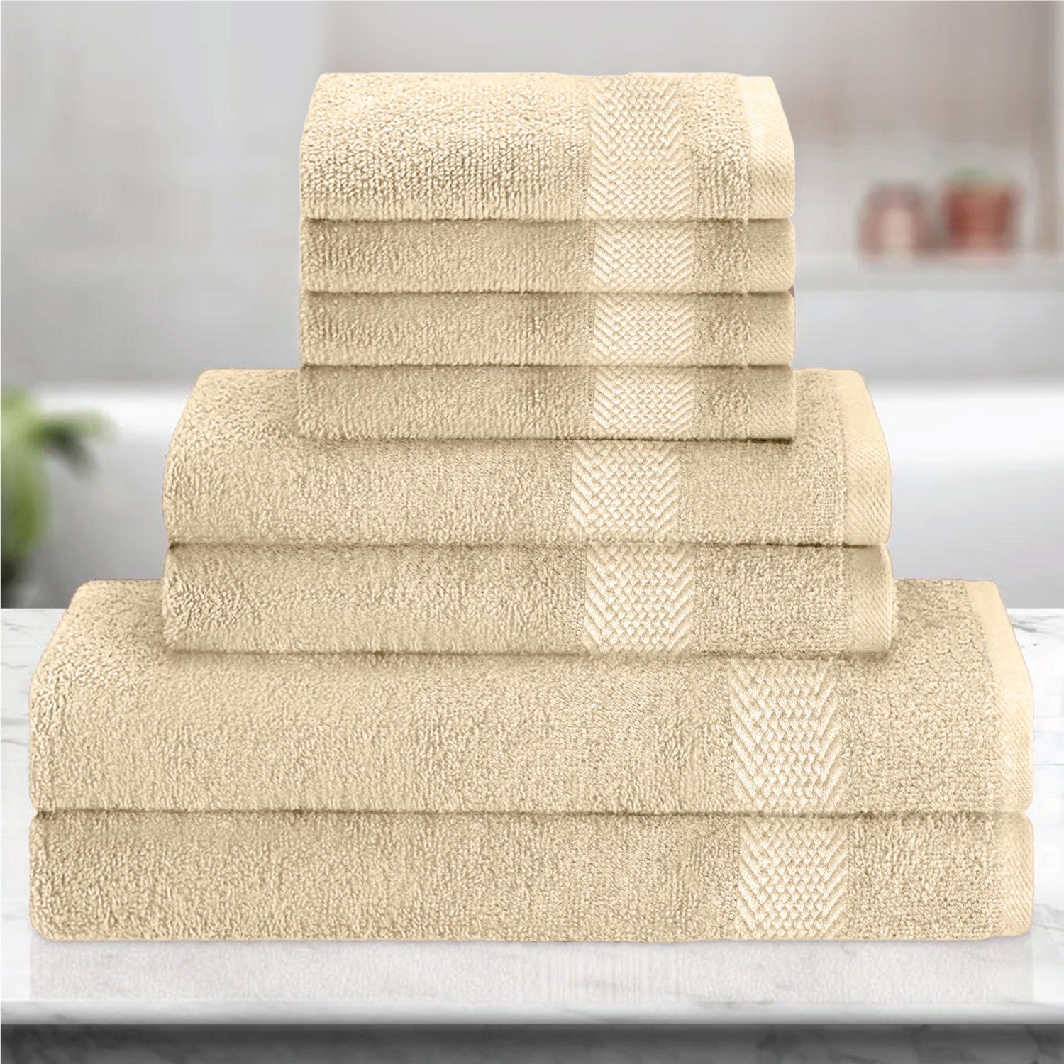 Cotton 6 Piece Towel Set-Soft Feel, Quick Dry, Highly Absorbent Durable Towels - Cotton Home
