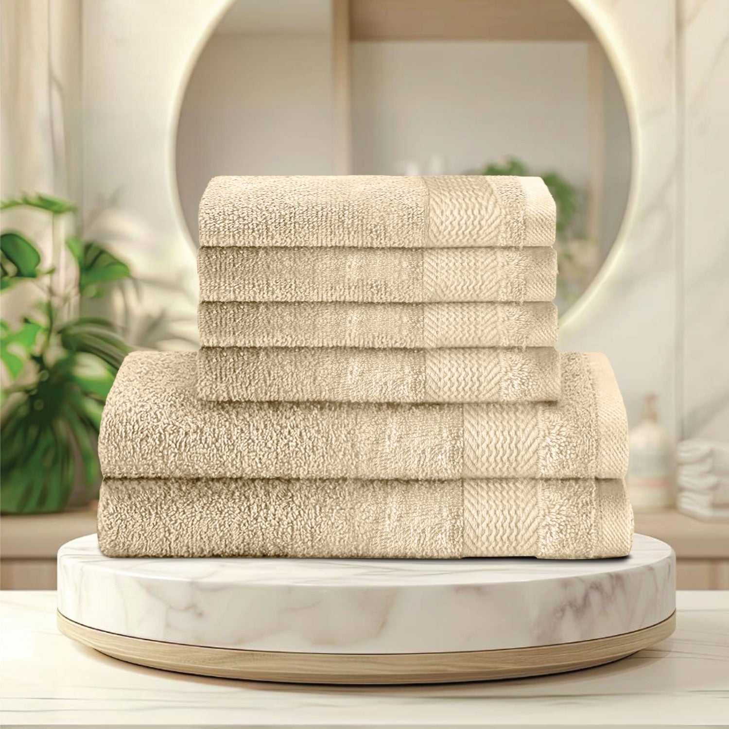 Cotton Face Towel and Hand Towel 6 Piece Set-Soft Feel, Quick Dry, Highly Absorbent Durable Towels - Cotton Home