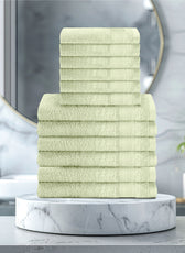 Cotton Face Towel and Hand Towel 12 Piece Set-Soft Feel, Quick Dry, Highly Absorbent Durable Towels - Cotton Home