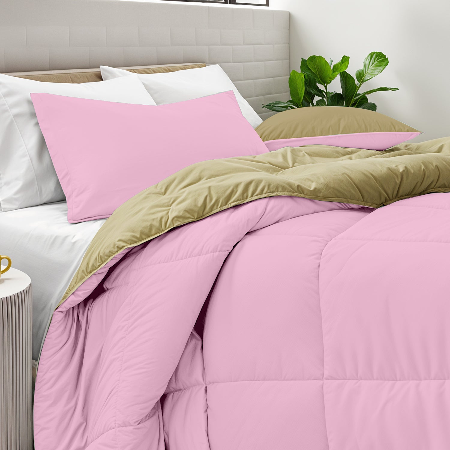 All Season Pink Super Soft Reversible Comforter Set 220x240cm