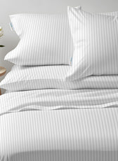 6 Piece Duvet Cover Set 220x240cm Queen - White Stripe - Cotton Home