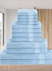 Cotton Towels 12 Piece Set-Soft Feel, Quick Dry, Highly Absorbent Durable Towels - Cotton Home