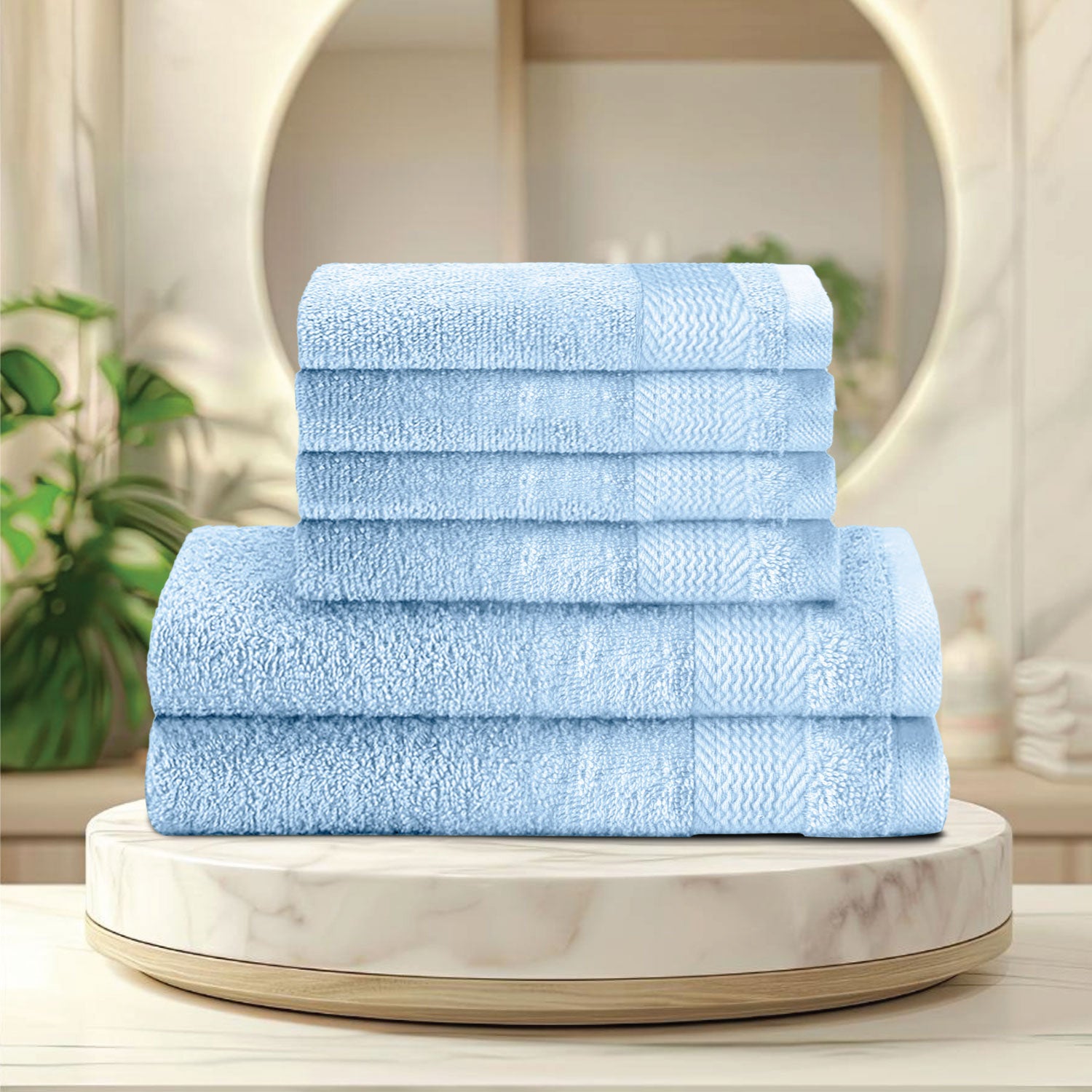 Cotton Face Towel and Hand Towel 6 Piece Set-Soft Feel, Quick Dry, Highly Absorbent Durable Towels - Cotton Home
