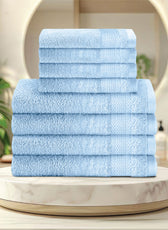 Cotton Face Towel and Hand Towel 8 Piece Set-Soft Feel, Quick Dry, Highly Absorbent Durable Towels - Cotton Home