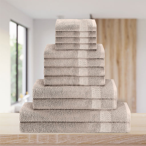 Cotton Towels 12 Piece Set-Soft Feel, Quick Dry, Highly Absorbent Durable Towels - Cotton Home