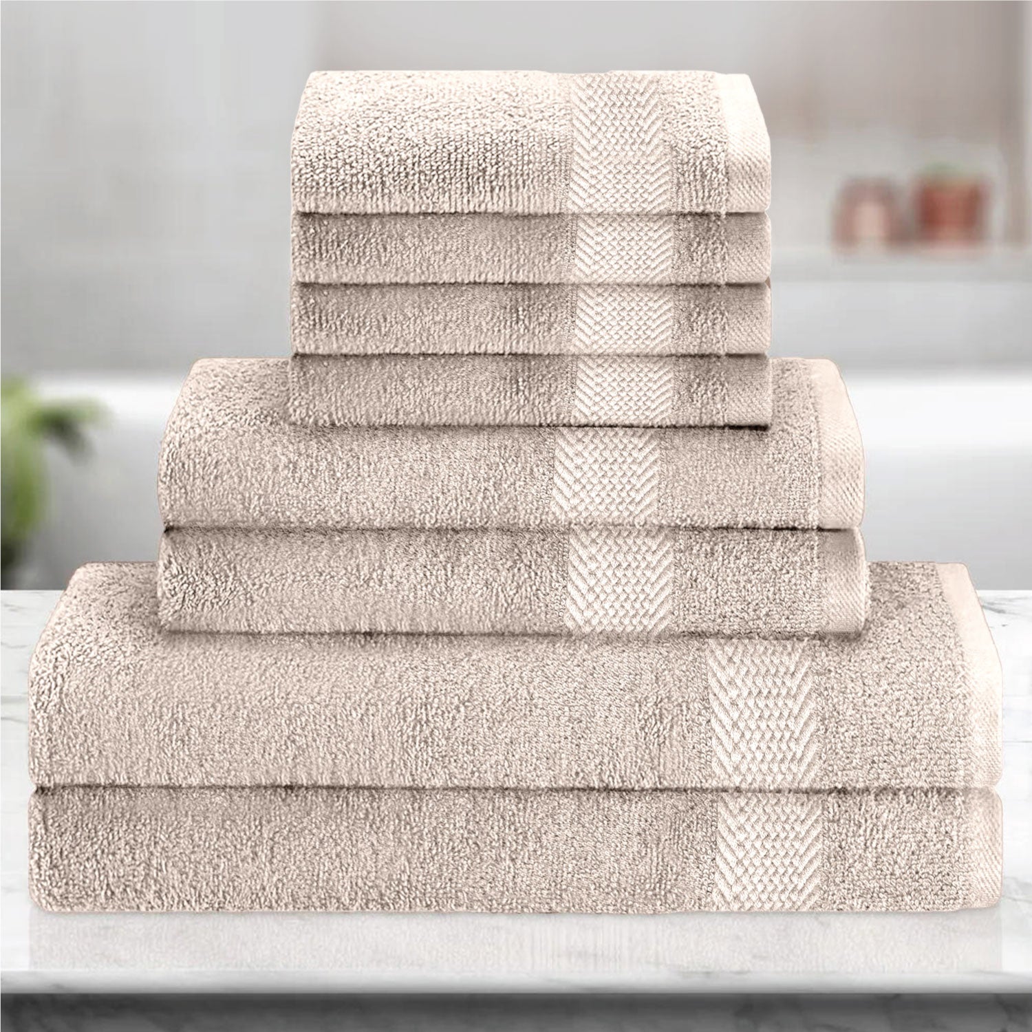 Cotton 6 Piece Towel Set-Soft Feel, Quick Dry, Highly Absorbent Durable Towels - Cotton Home