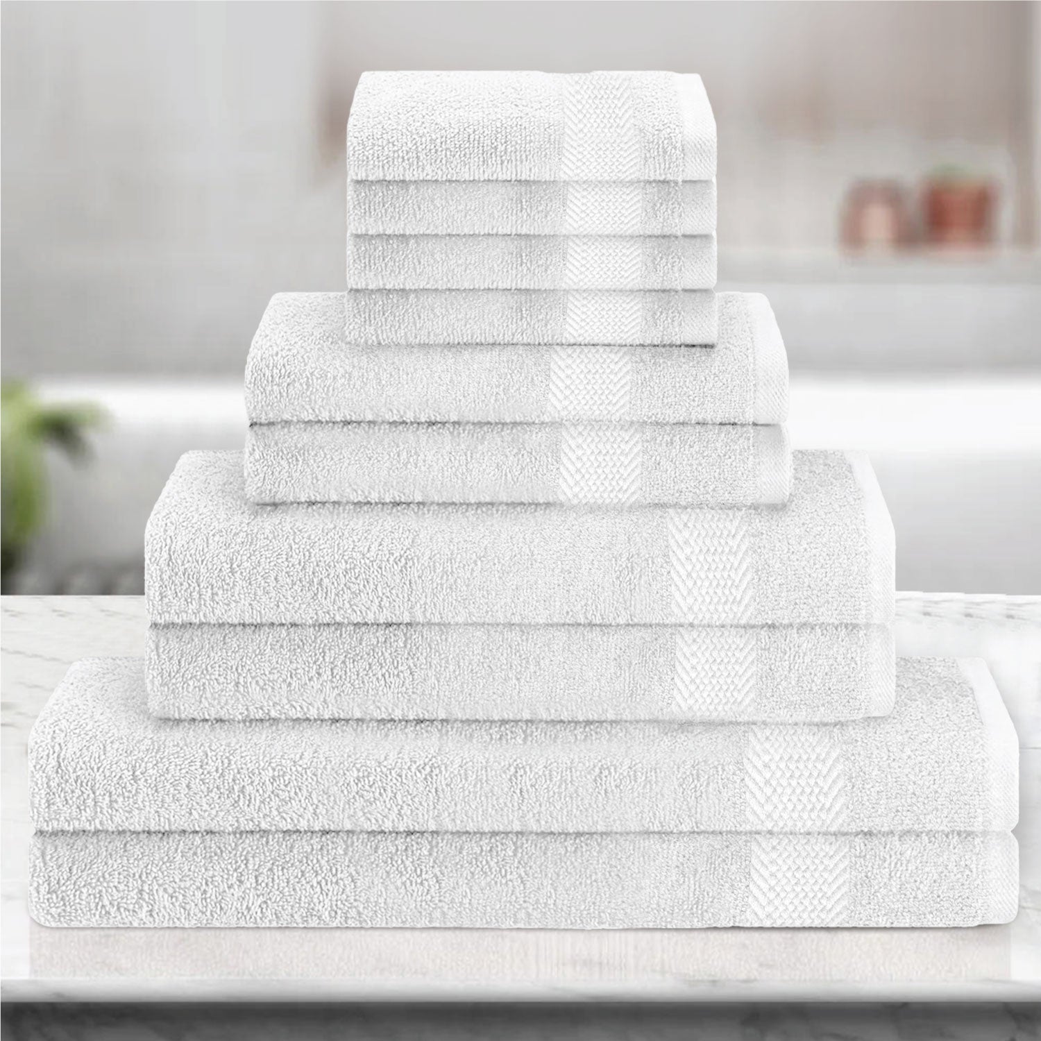 Cotton Towels 10 Piece Set-Soft Feel, Quick Dry, Highly Absorbent Durable Towels - Cotton Home
