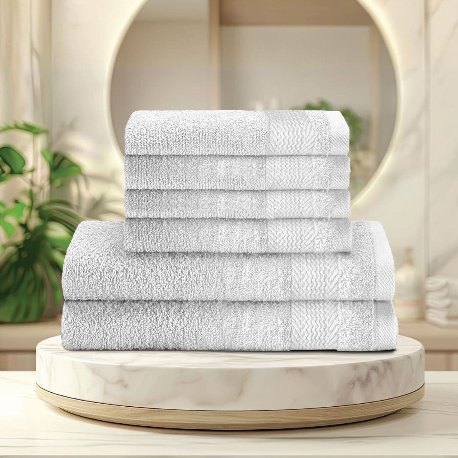 Cotton Face Towel and Hand Towel 6 Piece Set-Soft Feel, Quick Dry, Highly Absorbent Durable Towels - Cotton Home