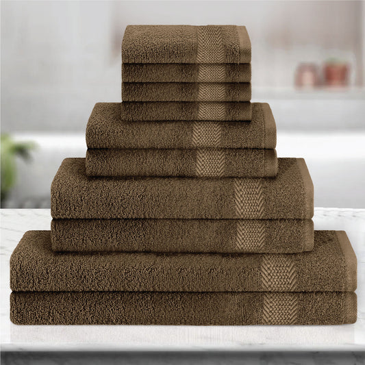 Cotton Towels 10 Piece Set-Soft Feel, Quick Dry, Highly Absorbent Durable Towels - Cotton Home