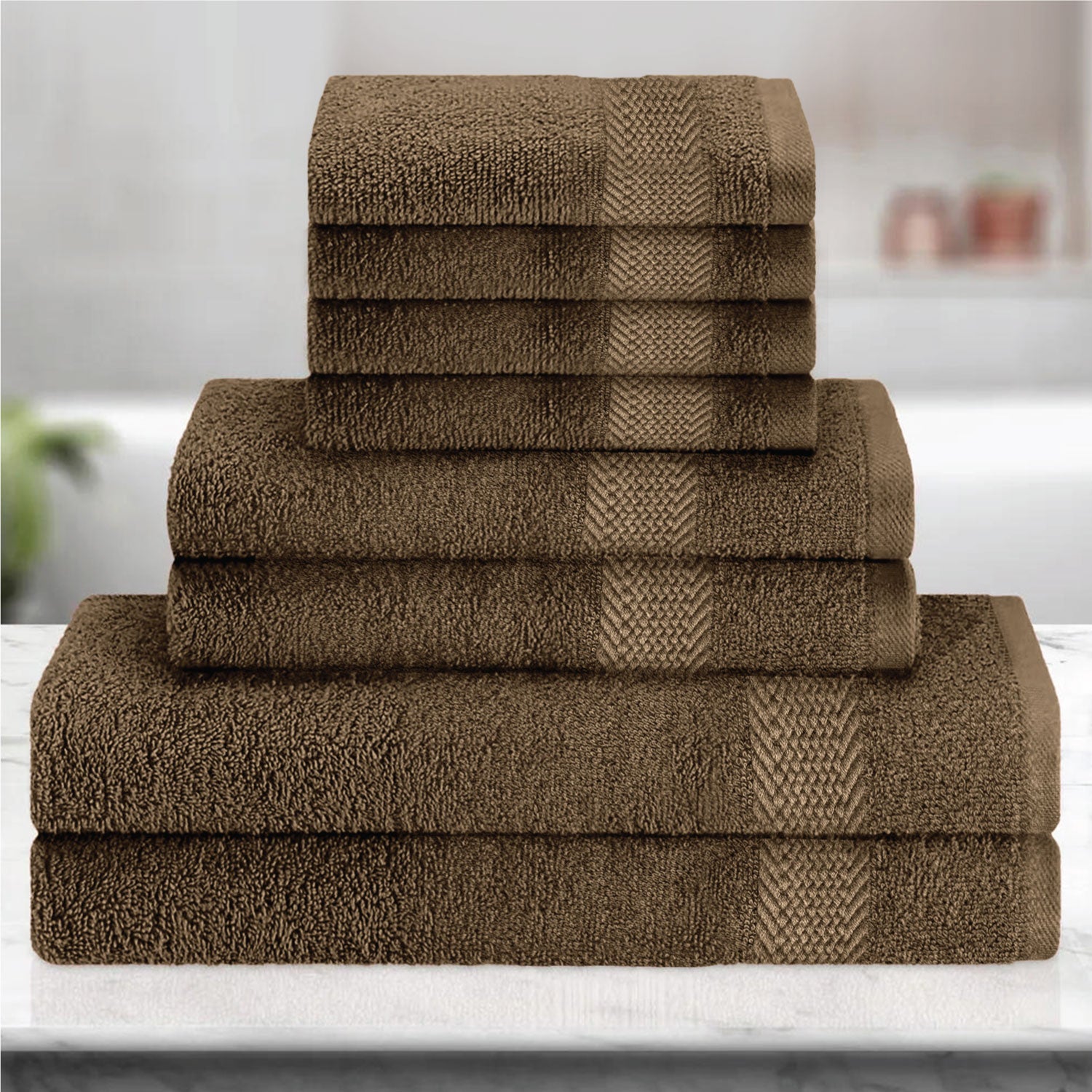 Cotton 6 Piece Towel Set-Soft Feel, Quick Dry, Highly Absorbent Durable Towels - Cotton Home