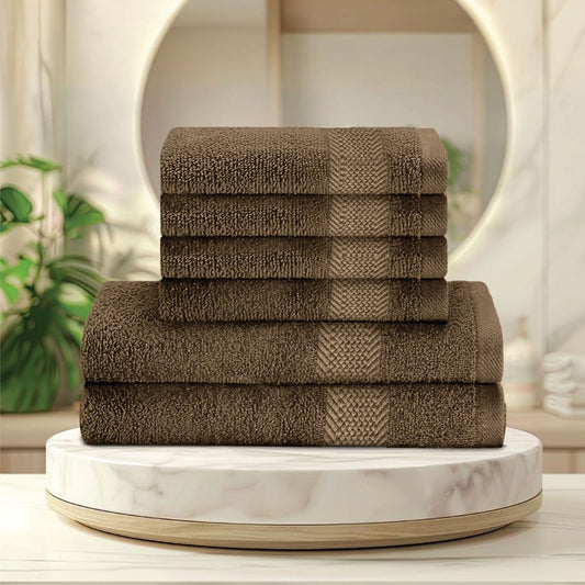 Cotton Face Towel and Hand Towel 6 Piece Set-Soft Feel, Quick Dry, Highly Absorbent Durable Towels - Cotton Home