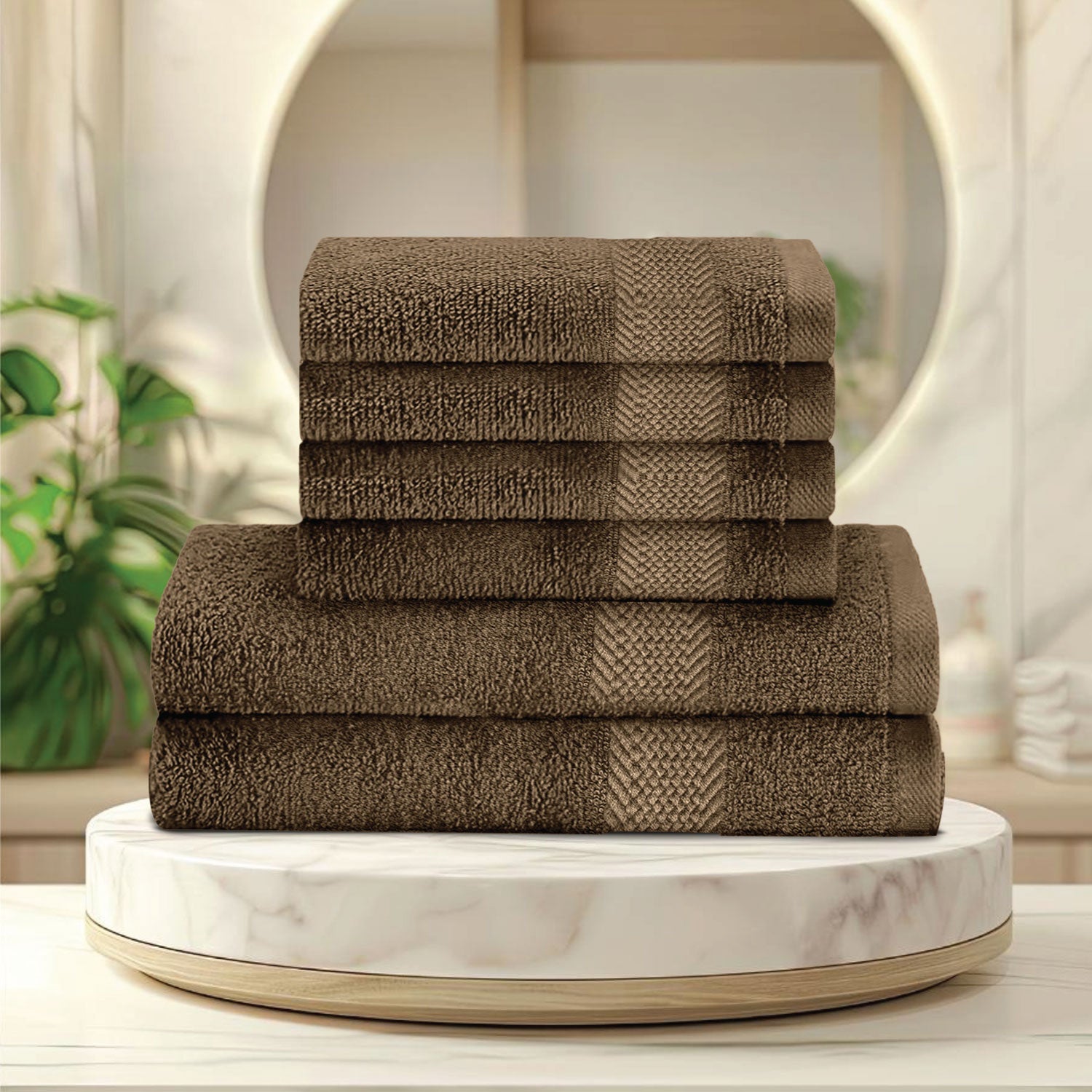 Cotton Face Towel and Hand Towel 6 Piece Set-Soft Feel, Quick Dry, Highly Absorbent Durable Towels - Cotton Home