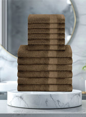 Cotton Face Towel and Hand Towel 12 Piece Set-Soft Feel, Quick Dry, Highly Absorbent Durable Towels - Cotton Home