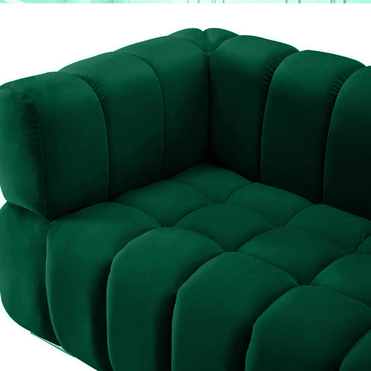 Gwen 3 Seater Sofa - Luxurious Emerald Green Velvet Upholstery - Spacious L231cm x W89cm x H75cm - Cotton Home