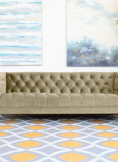 Ector 3-Seater Velvet Tuxedo Arm Sofa - Luxurious Rust Upholstery L220cm x H86cm x W78cm - Cotton Home